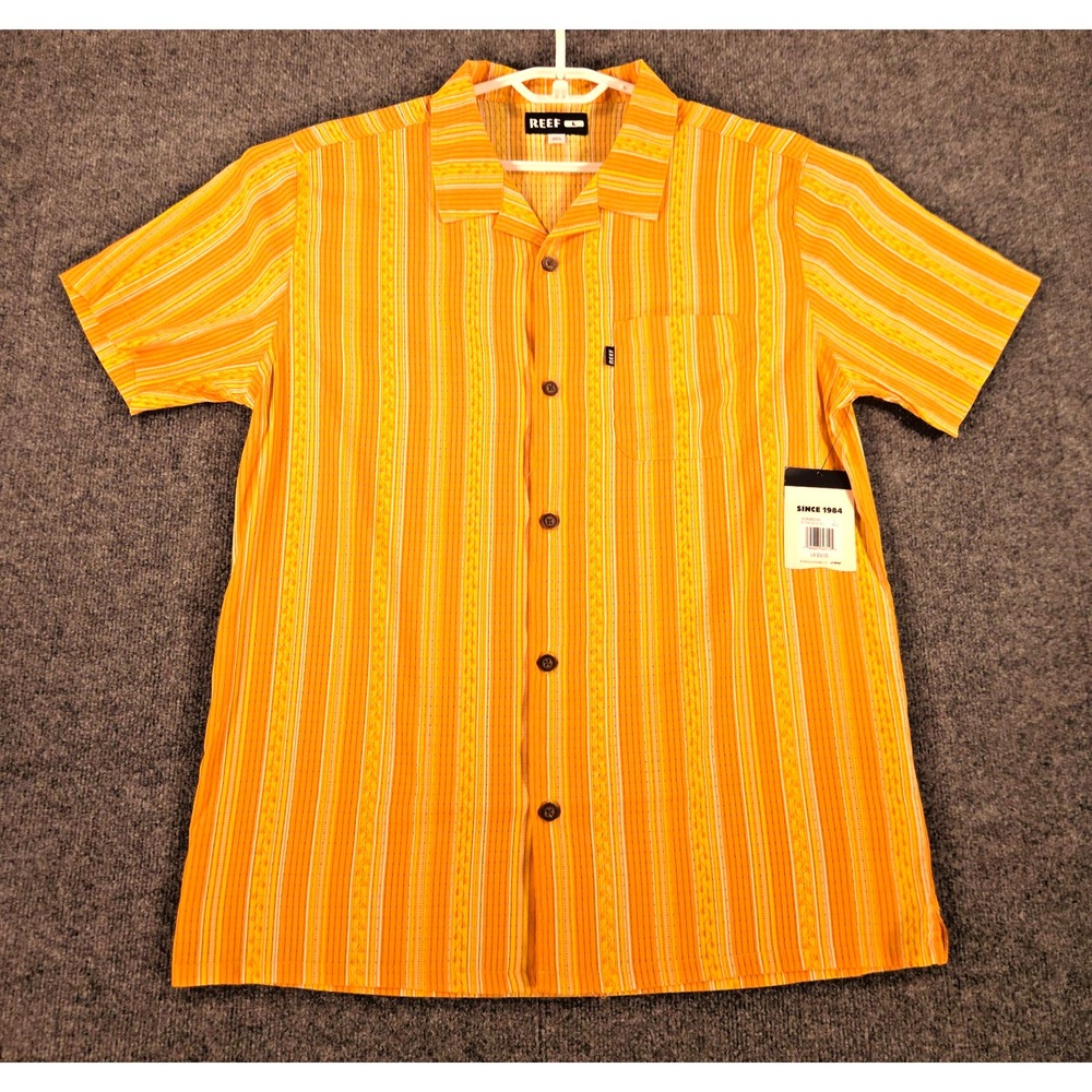 REEF PETERS Mens L Jurassic Gold Short Sleeve Woven Shirt NWT